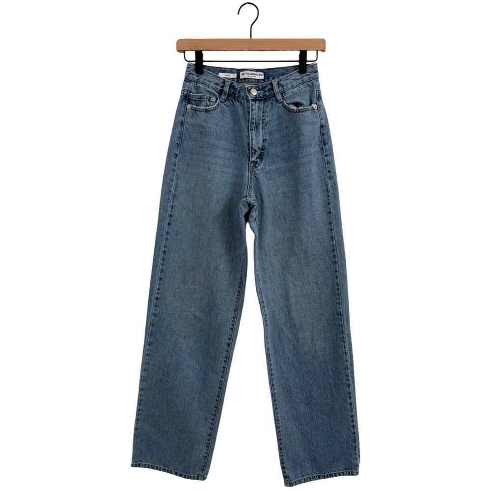 Pull&Bear High Rise Wide Leg Blue Jeans